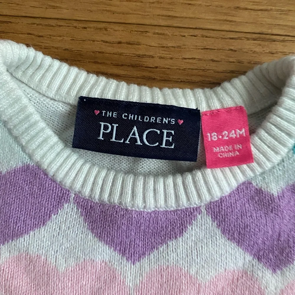 The Children's Place Girls size 18-24 months Colorful Heart pattern soft Sweater